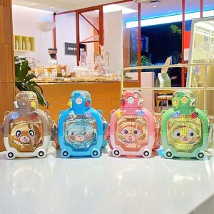 (NET) Cute Bear Design Double Wall Water Bottle 1 L