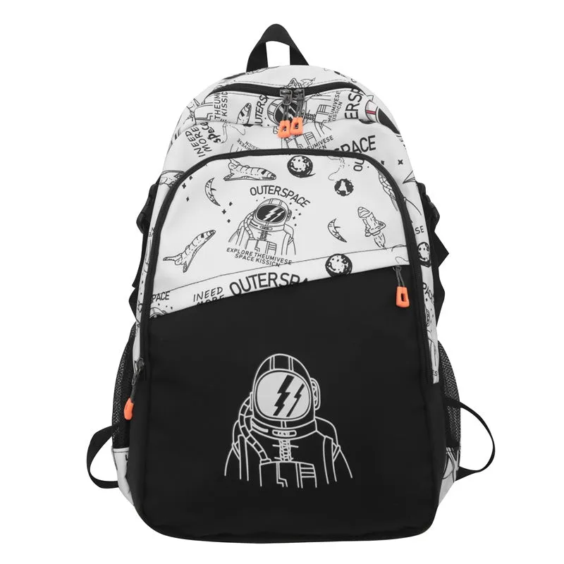 New Spaceman Backpack Men's Early High School Student Schoolbag Large Capacity Wear-Resistant Computer Bag Factory Wholesale