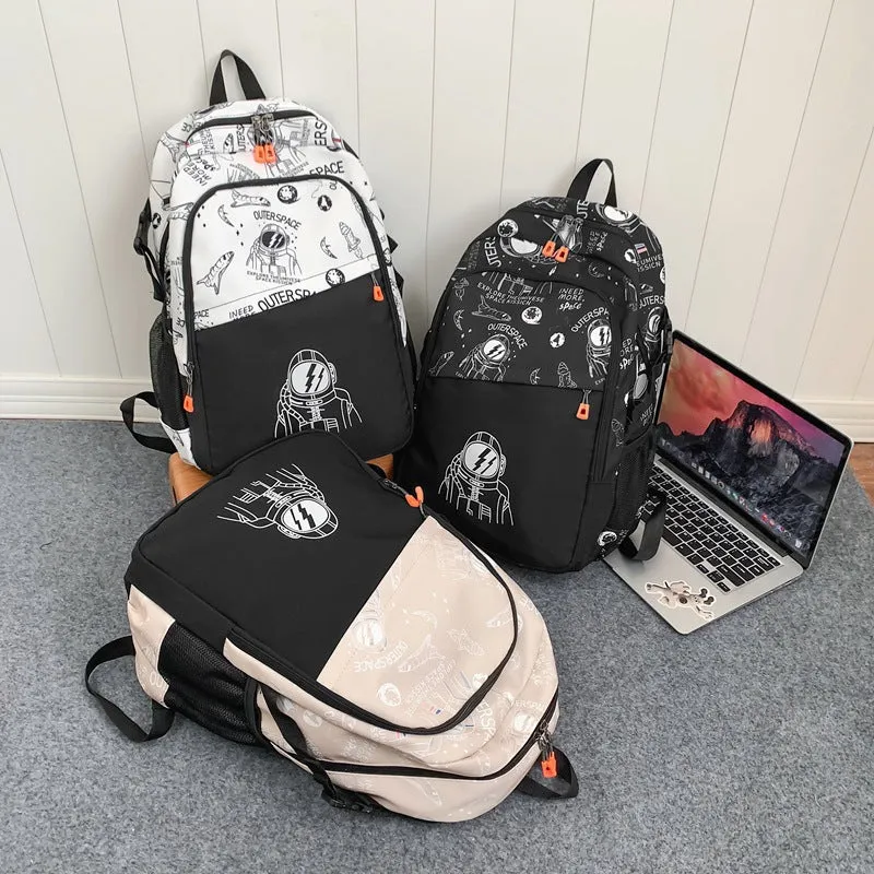 New Spaceman Backpack Men's Early High School Student Schoolbag Large Capacity Wear-Resistant Computer Bag Factory Wholesale