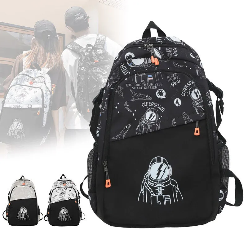 New Spaceman Backpack Men's Early High School Student Schoolbag Large Capacity Wear-Resistant Computer Bag Factory Wholesale