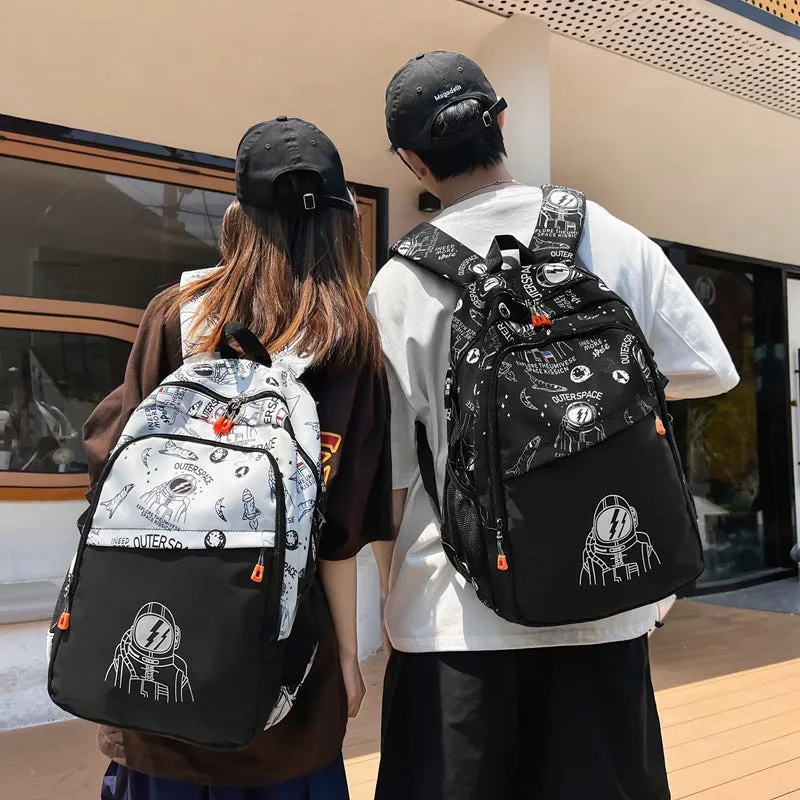 New Spaceman Backpack Men's Early High School Student Schoolbag Large Capacity Wear-Resistant Computer Bag Factory Wholesale