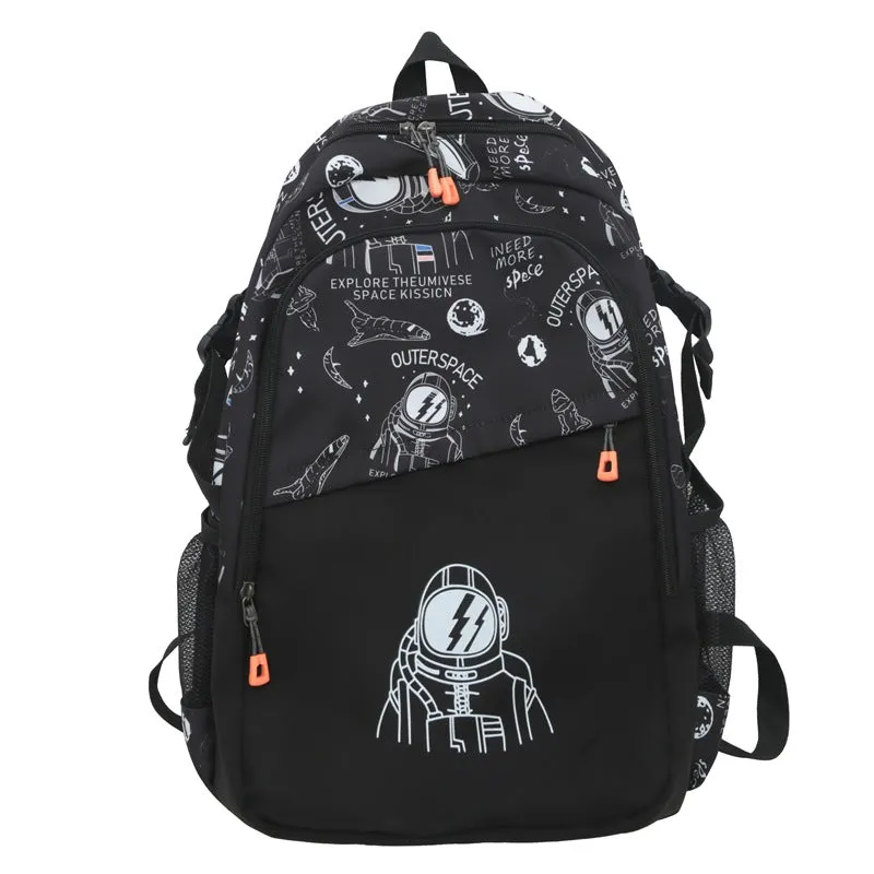 New Spaceman Backpack Men's Early High School Student Schoolbag Large Capacity Wear-Resistant Computer Bag Factory Wholesale