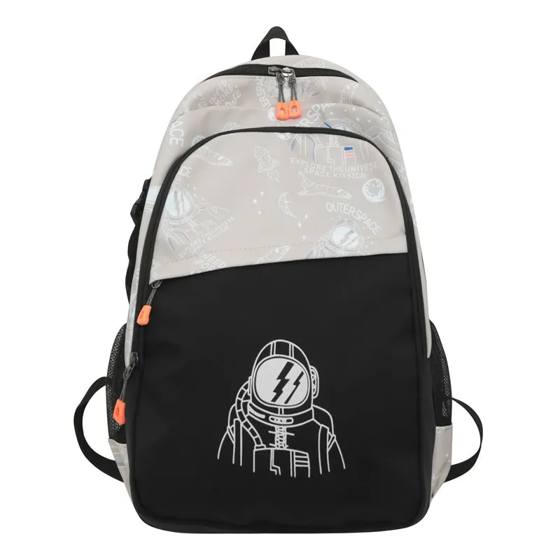 New Spaceman Backpack Men's Early High School Student Schoolbag Large Capacity Wear-Resistant Computer Bag Factory Wholesale