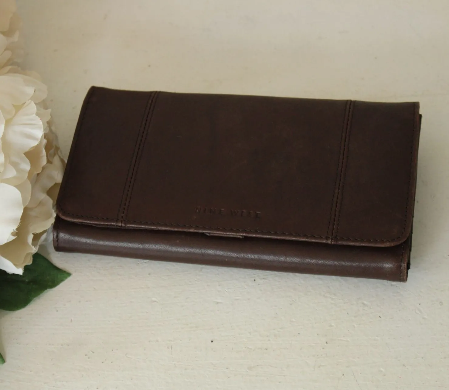 Nine West Leather Wallet, New with Tags, Streamlines Brown Leather