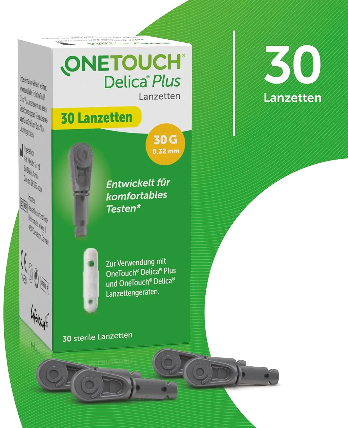 OneTouch Delica Plus Lancets - 30 Sterile Lancets for Accurate Blood Sugar Testing