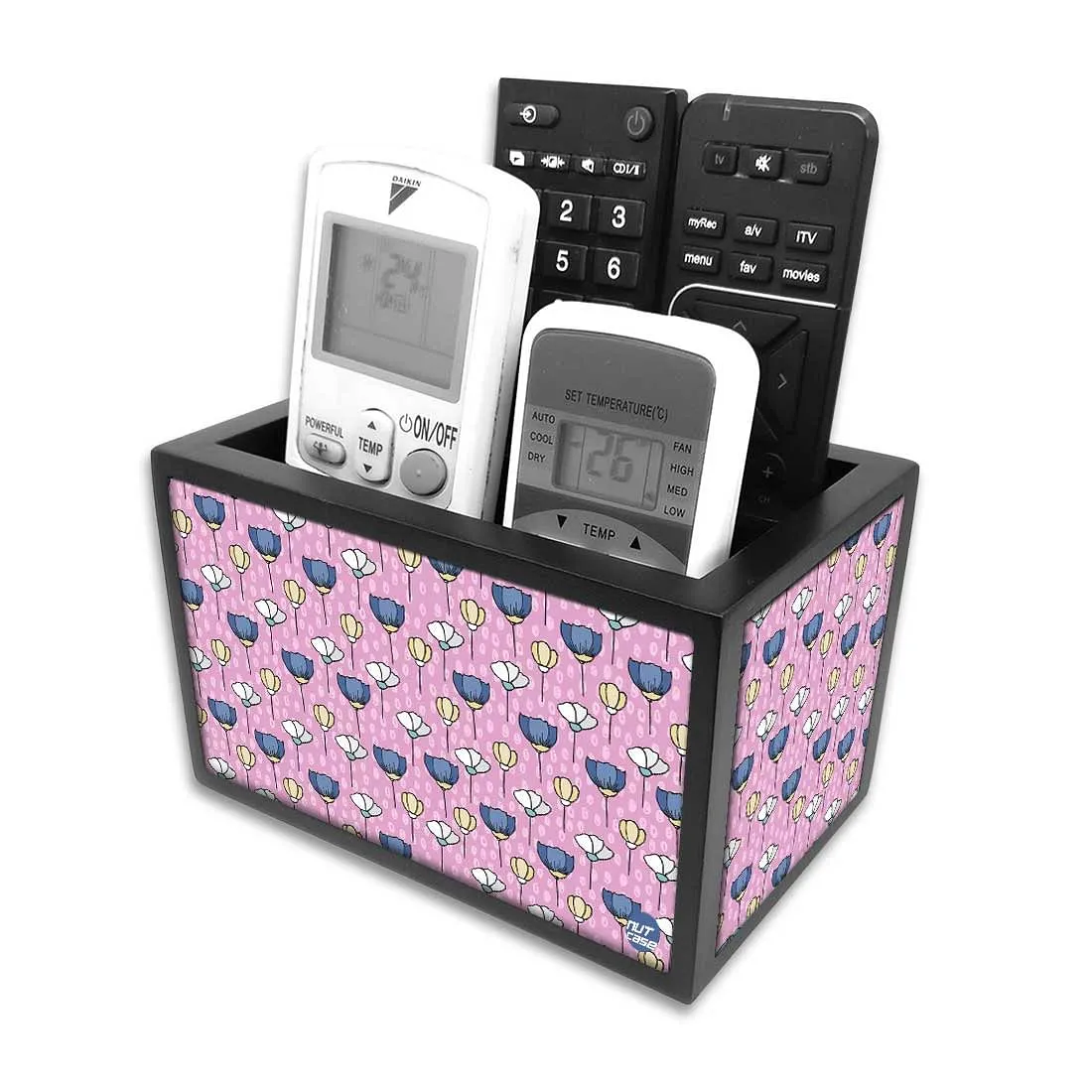 Organizer For TV AC Remotes - PINK AND PURPLE TULIPS