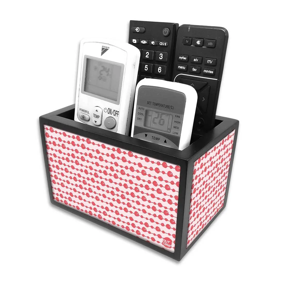 Organizer For TV AC Remotes - Pink White Dots