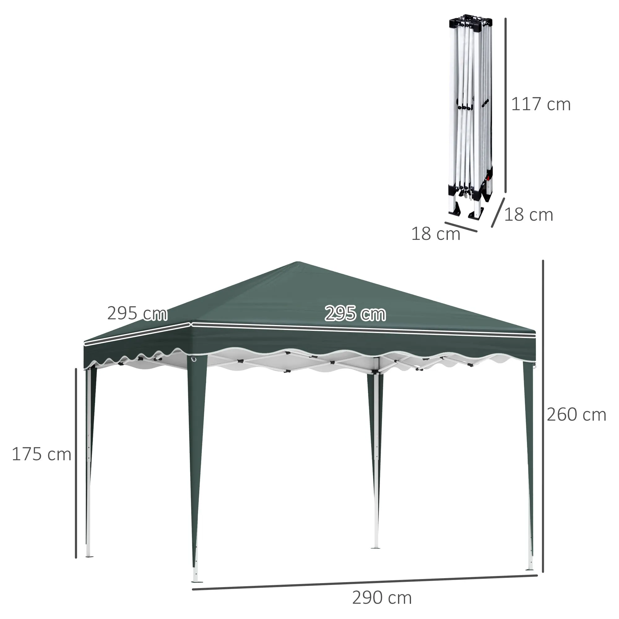 Outsunny 3x3(m) Pop Up Gazebo Marquee Tent for Garden w/ Carry Bag Green