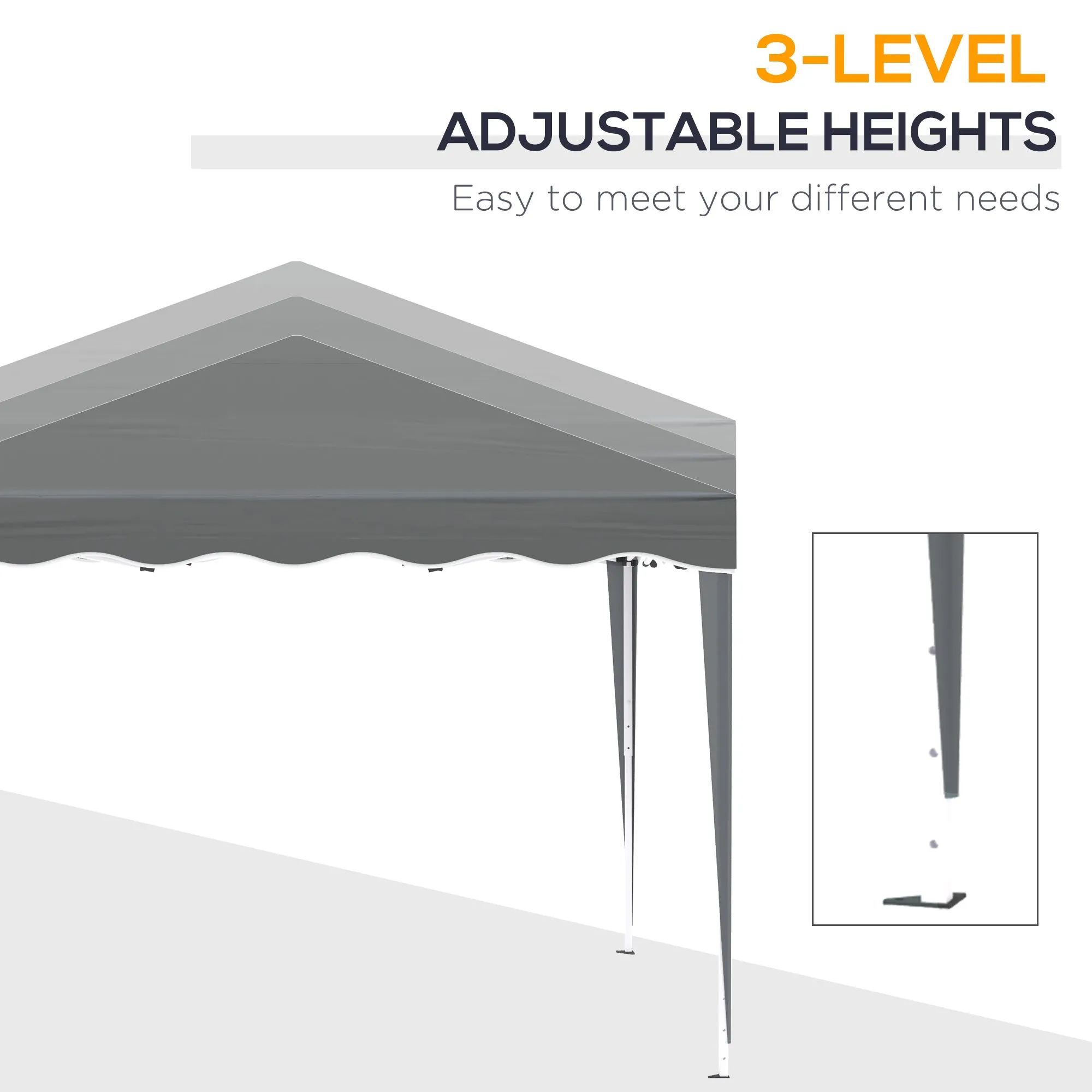 Outsunny 3x3(m) Pop Up Gazebo Marquee Tent for Garden w/ Carry Bag Grey