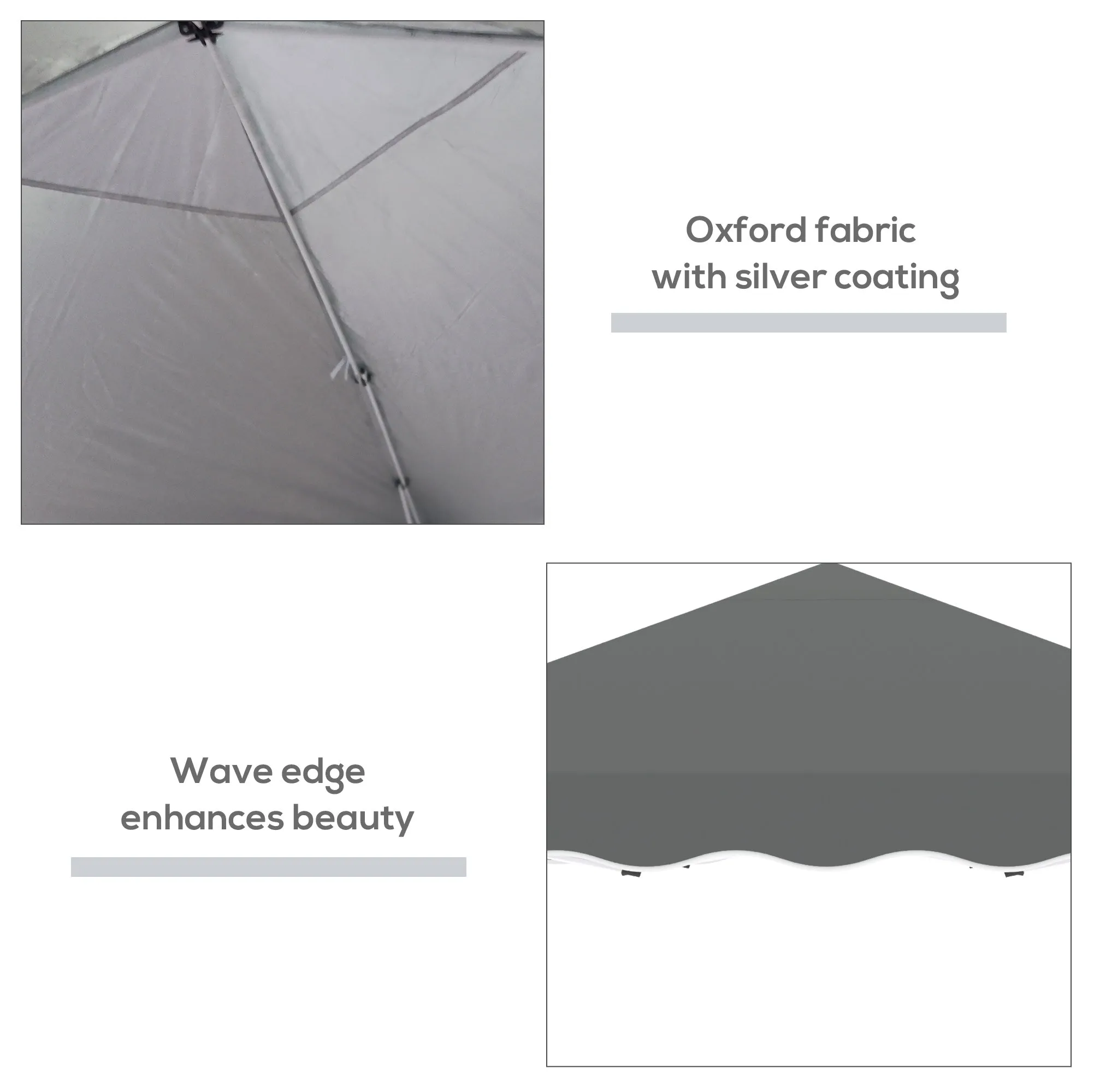 Outsunny 3x3(m) Pop Up Gazebo Marquee Tent for Garden w/ Carry Bag Grey