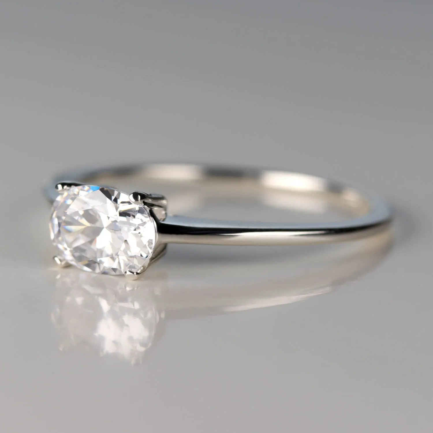 Oval Cut East-West Basket Solitaire Engagement Ring