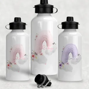 Pastel Wonky Rainbow Personalised Aluminium Water Bottle 400/600ml