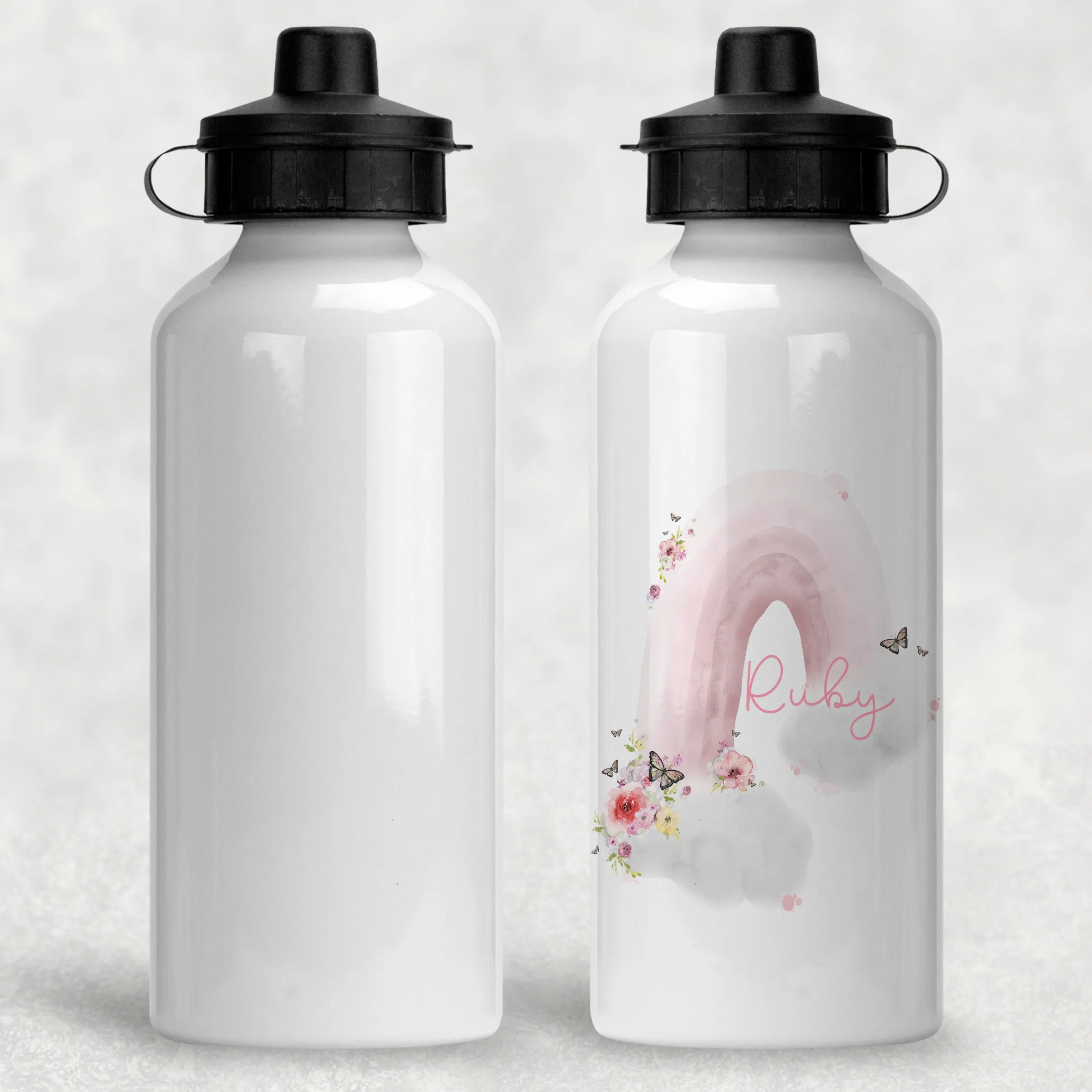 Pastel Wonky Rainbow Personalised Aluminium Water Bottle 400/600ml