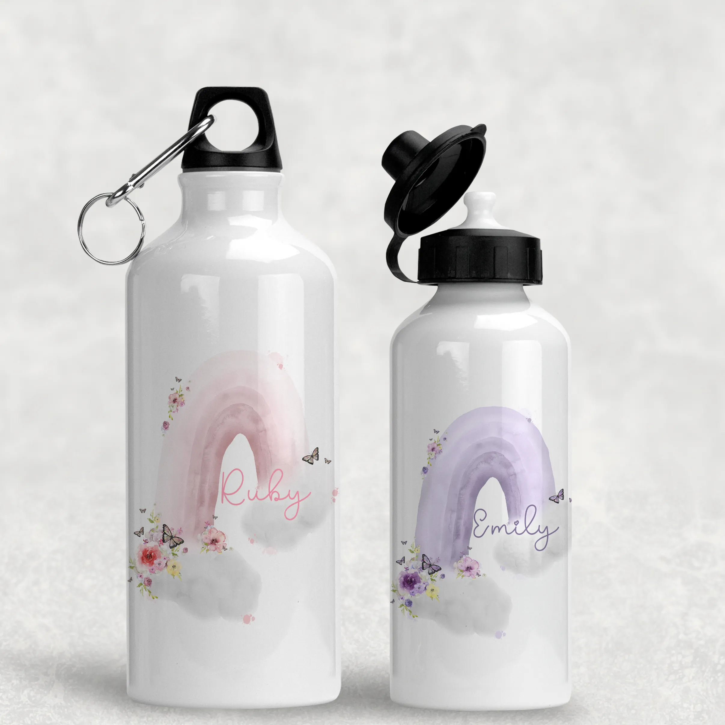 Pastel Wonky Rainbow Personalised Aluminium Water Bottle 400/600ml