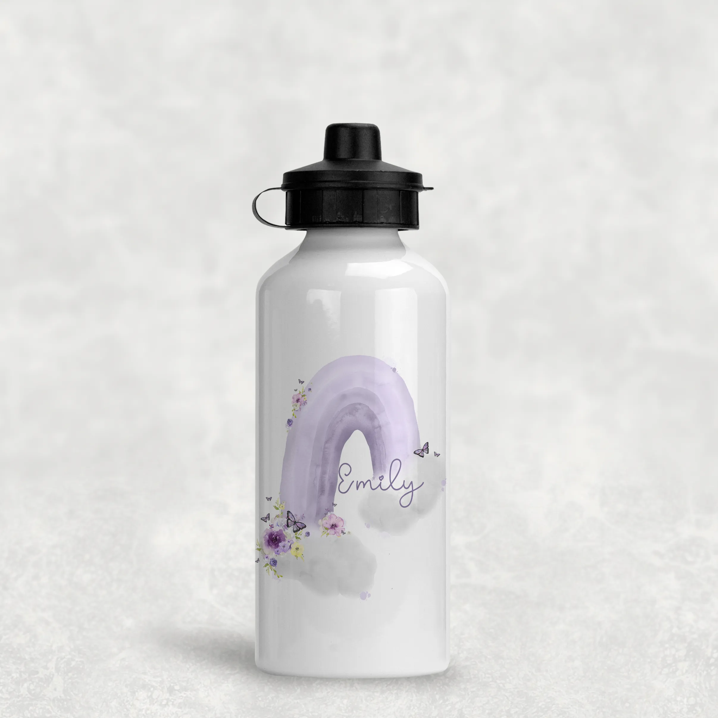 Pastel Wonky Rainbow Personalised Aluminium Water Bottle 400/600ml