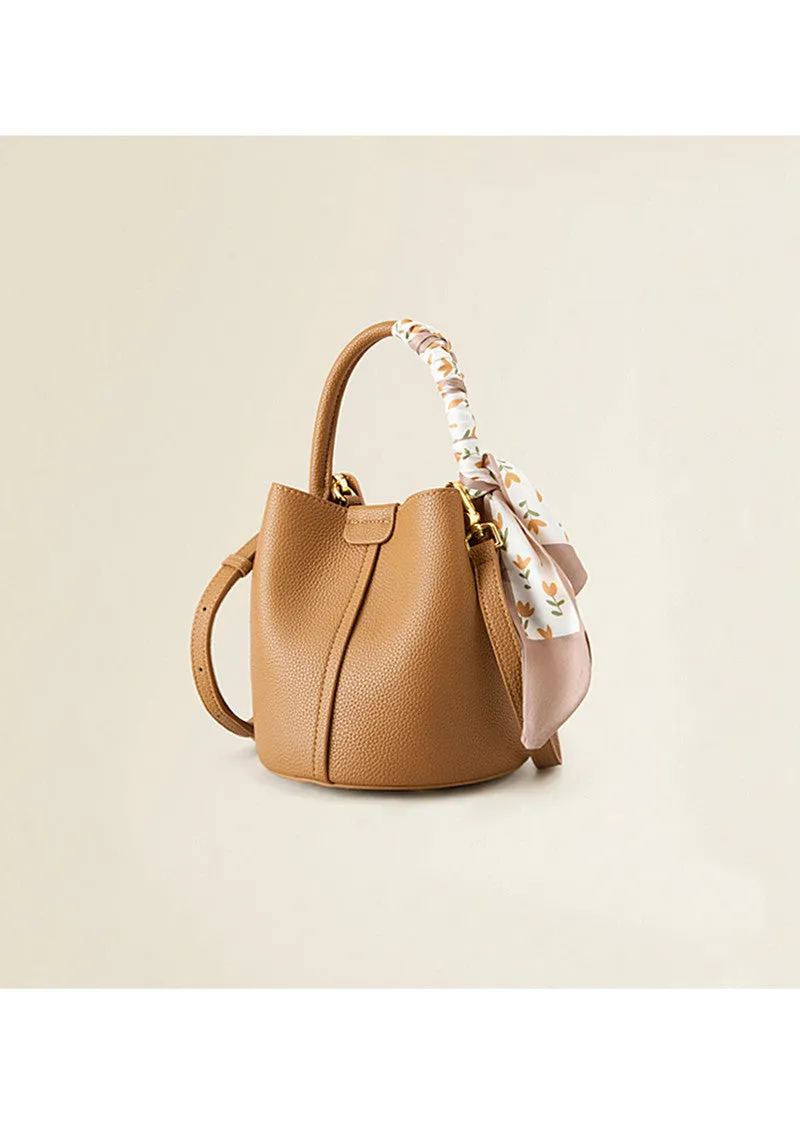 Pebbled Leather Small Bucket Bag