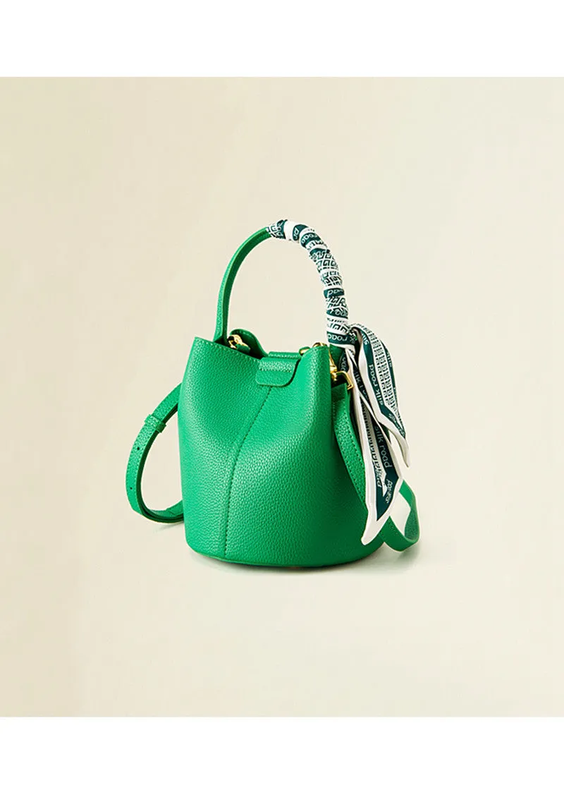 Pebbled Leather Small Bucket Bag