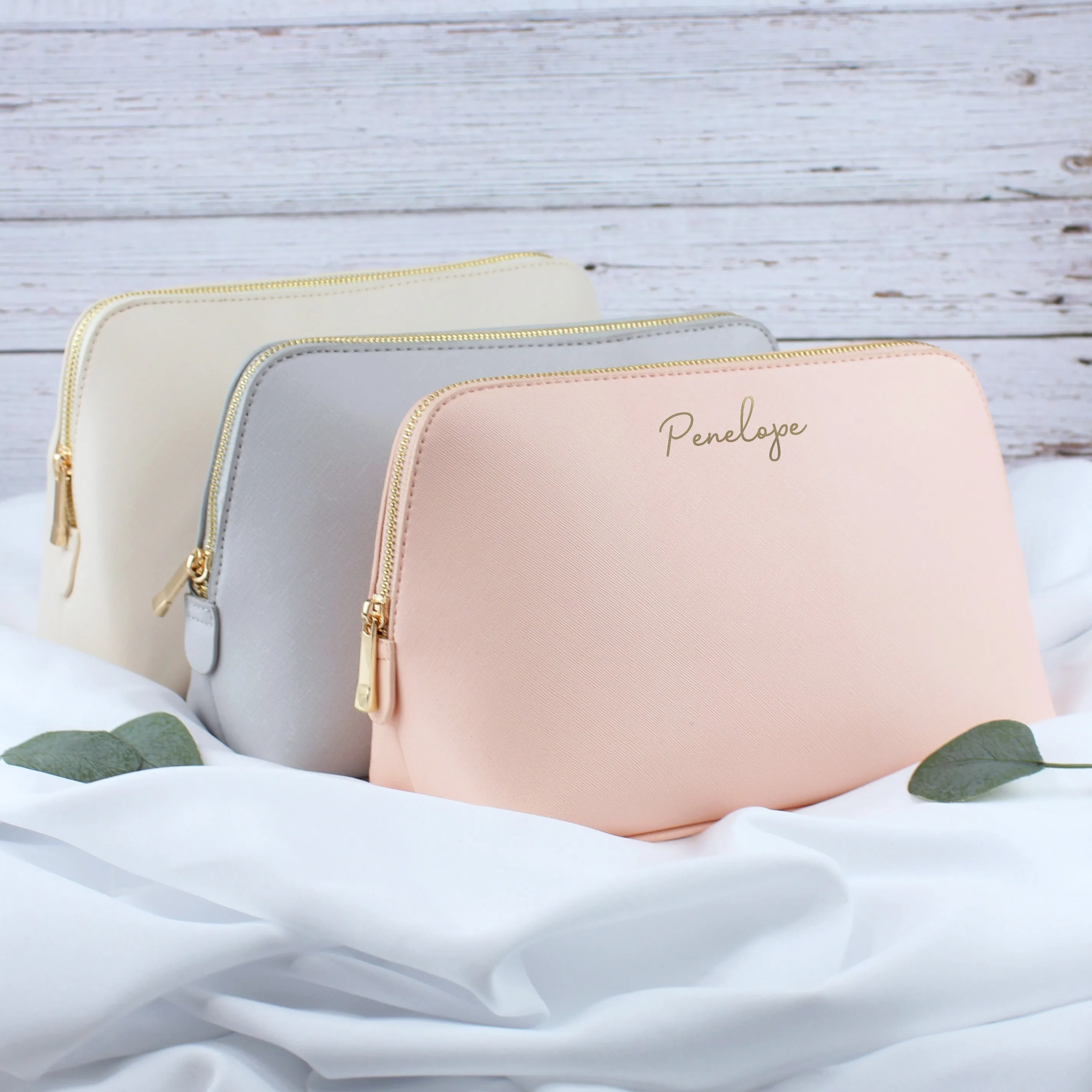 Personalised Large PU Leather Make Up Bag with Name