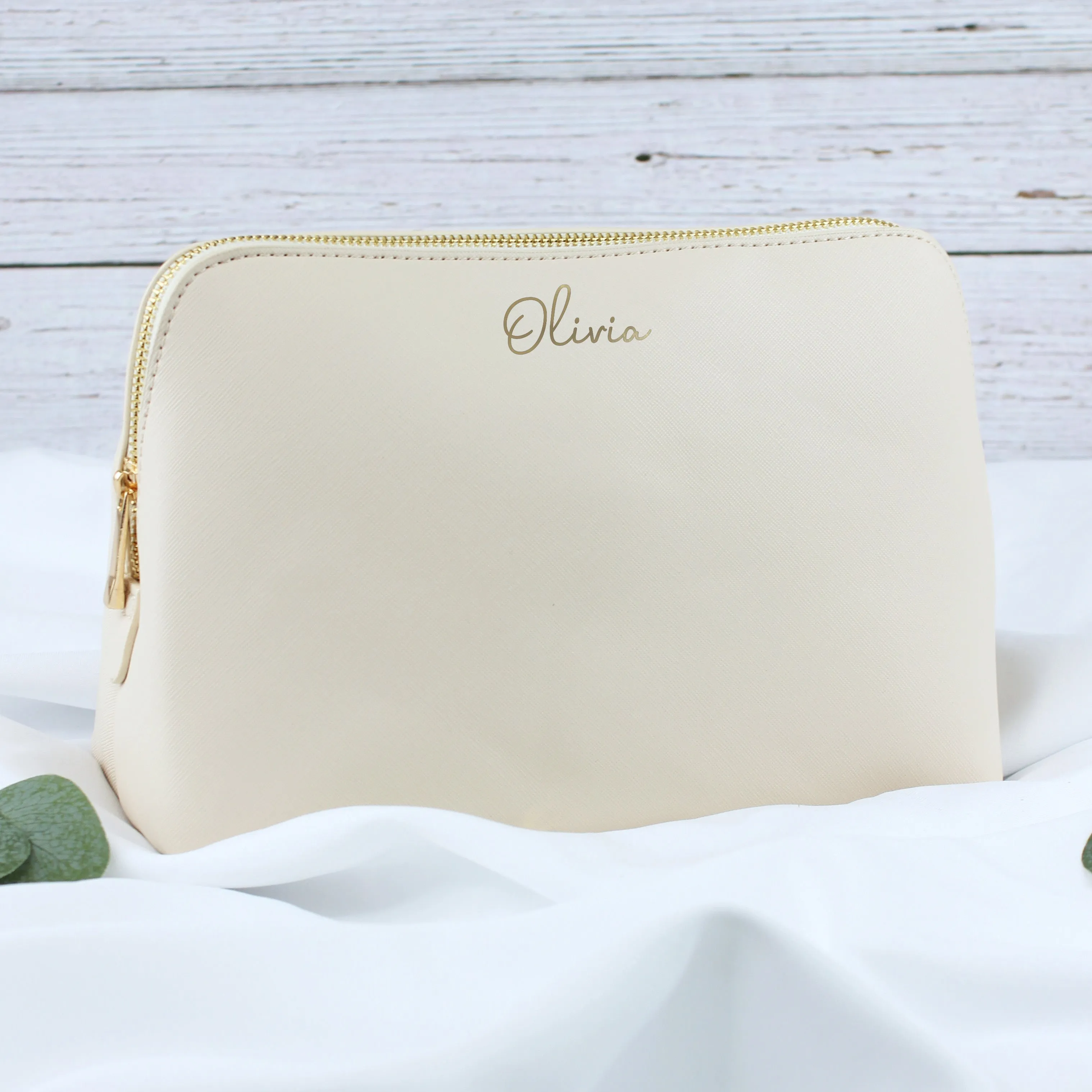 Personalised Large PU Leather Make Up Bag with Name