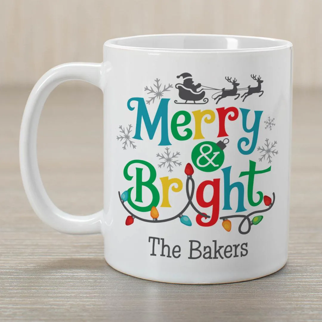 Personalized Merry and Bright Ceramic Mug