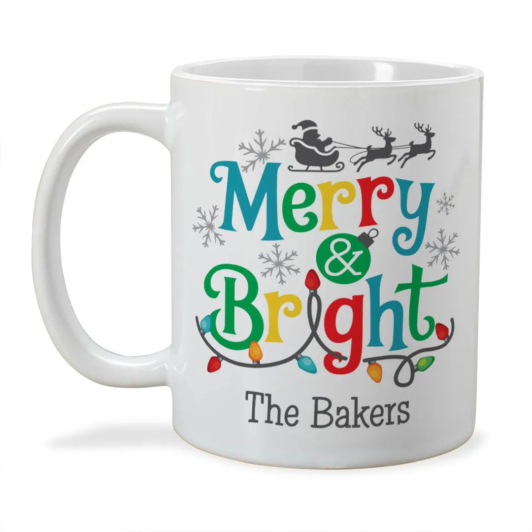 Personalized Merry and Bright Ceramic Mug