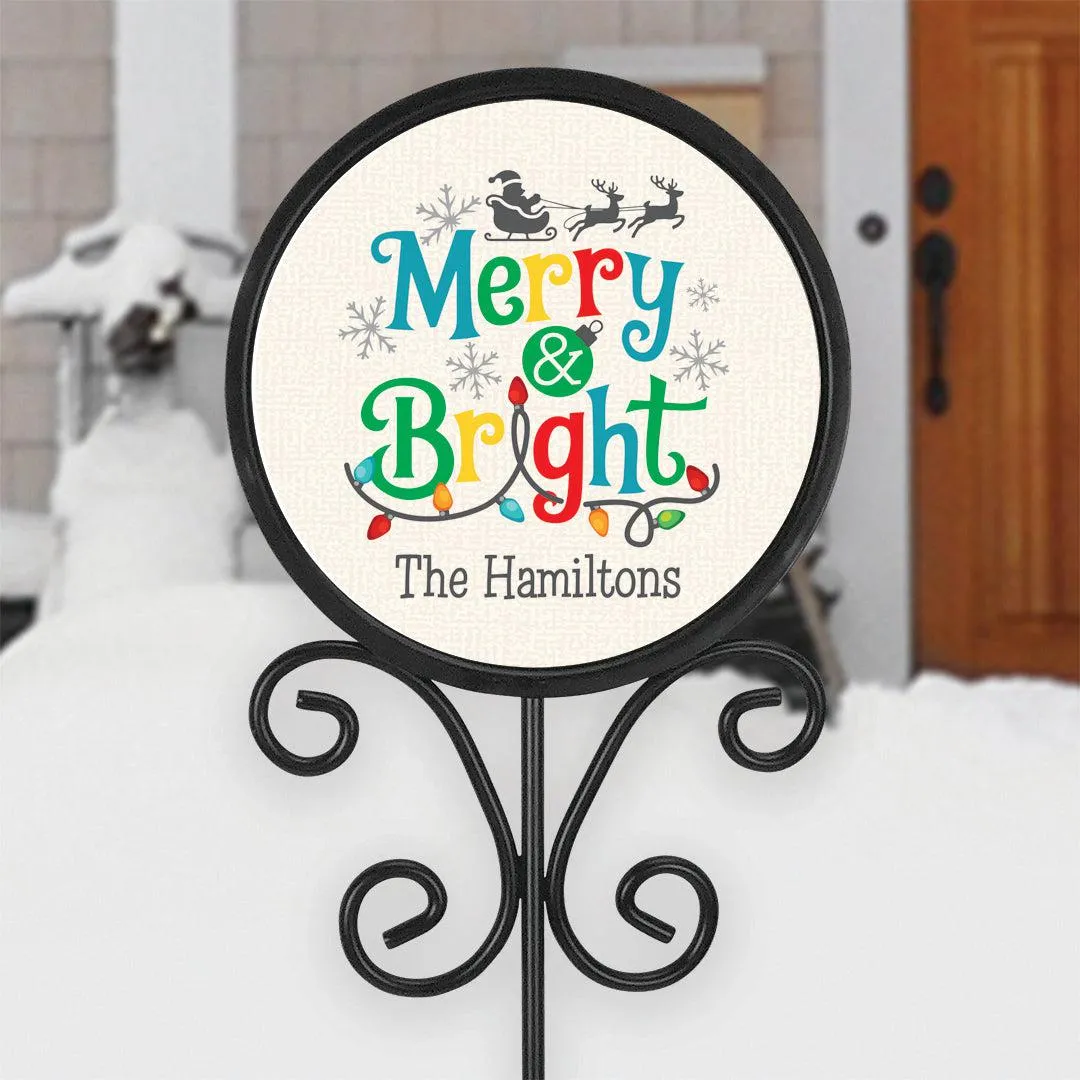 Personalized Merry and Bright Magnetic Sign Set