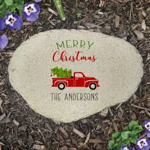 Personalized Red Truck Christmas  Flat Garden Stone