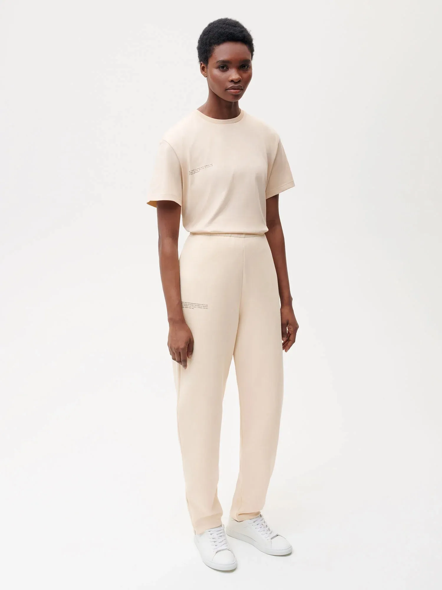 Recycled Cotton Tapered Track Pants—sand