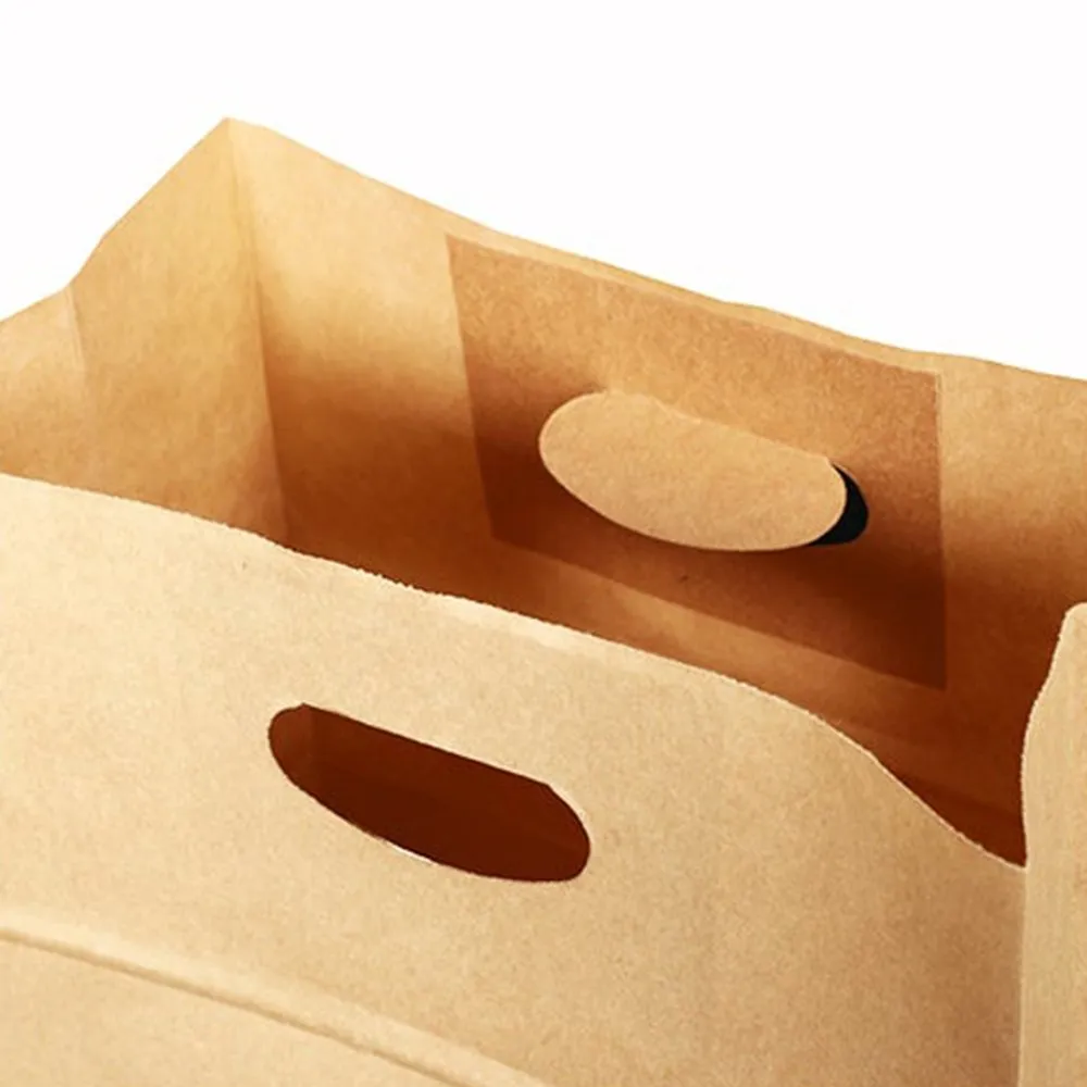 Retail Takeaway Brown Kraft Die-Cut Handle Paper Bag