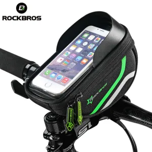 ROCKBROS 5.5" Bicycle Bag Cycling Frame Tube Panniers Waterproof Touchscreen Phone Case Reflective With Shade Baffle 5 Colors