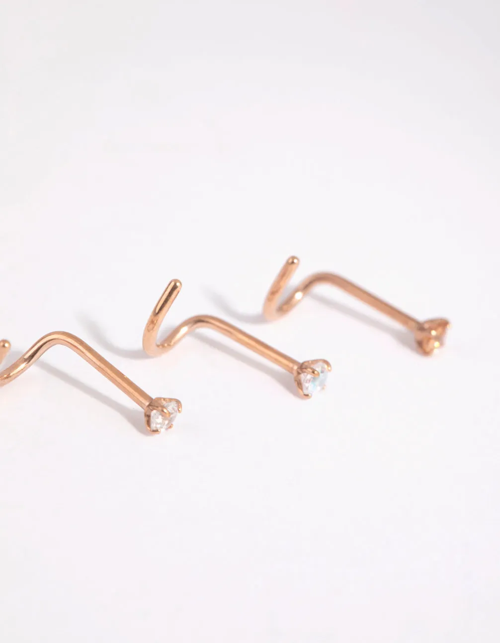 Rose Gold Surgical Steel Light Stone Nose Stud Pack