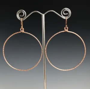 Rose Gold Textured Circle Earrings - XL