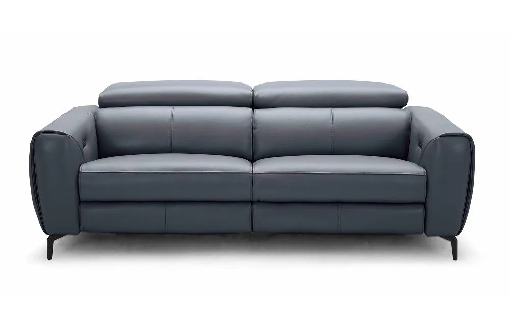 Scuzzy Blue Gray Reclining Leather Sofa