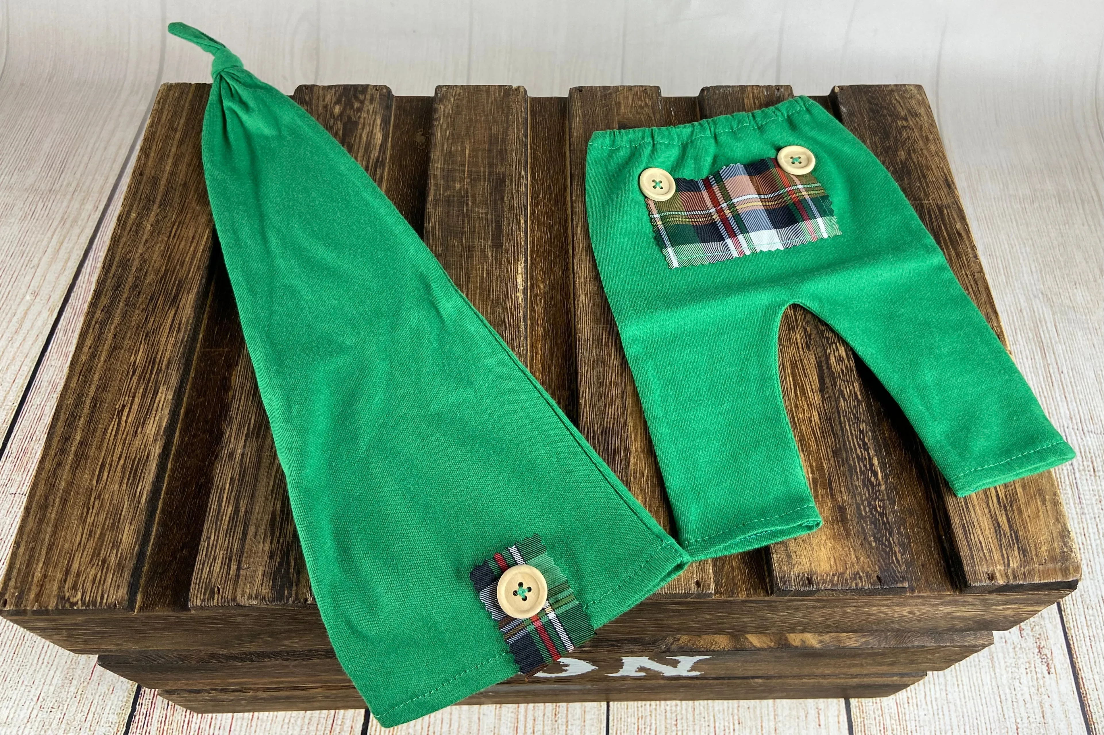 SET Basic Boy Christmas  - Green Plaid