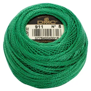 Size 8 Pearl Cotton Ball in Color 911 ~ Medium Emerald Green