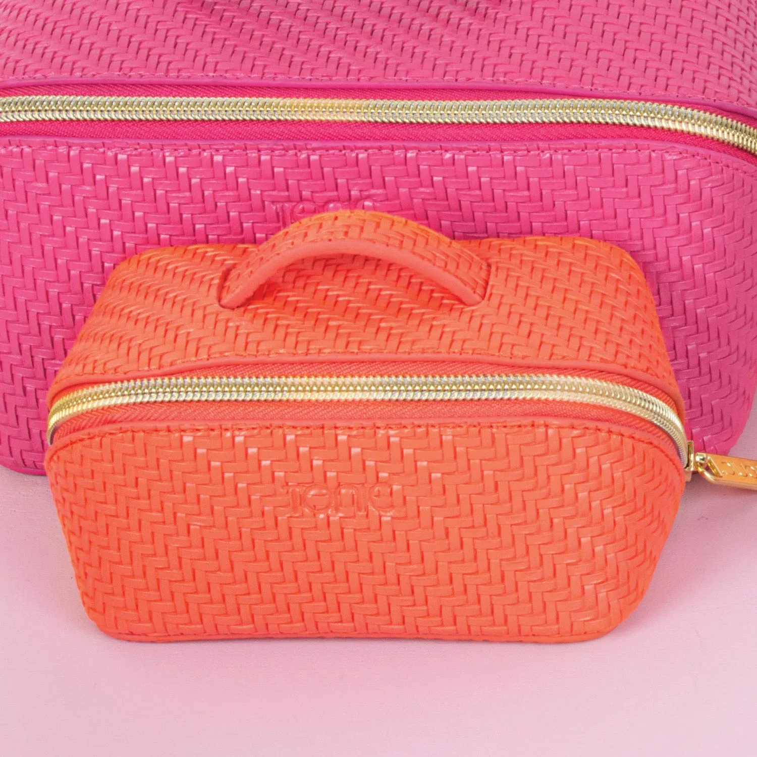 Small Beauty Bag - Herringbone Tangerine