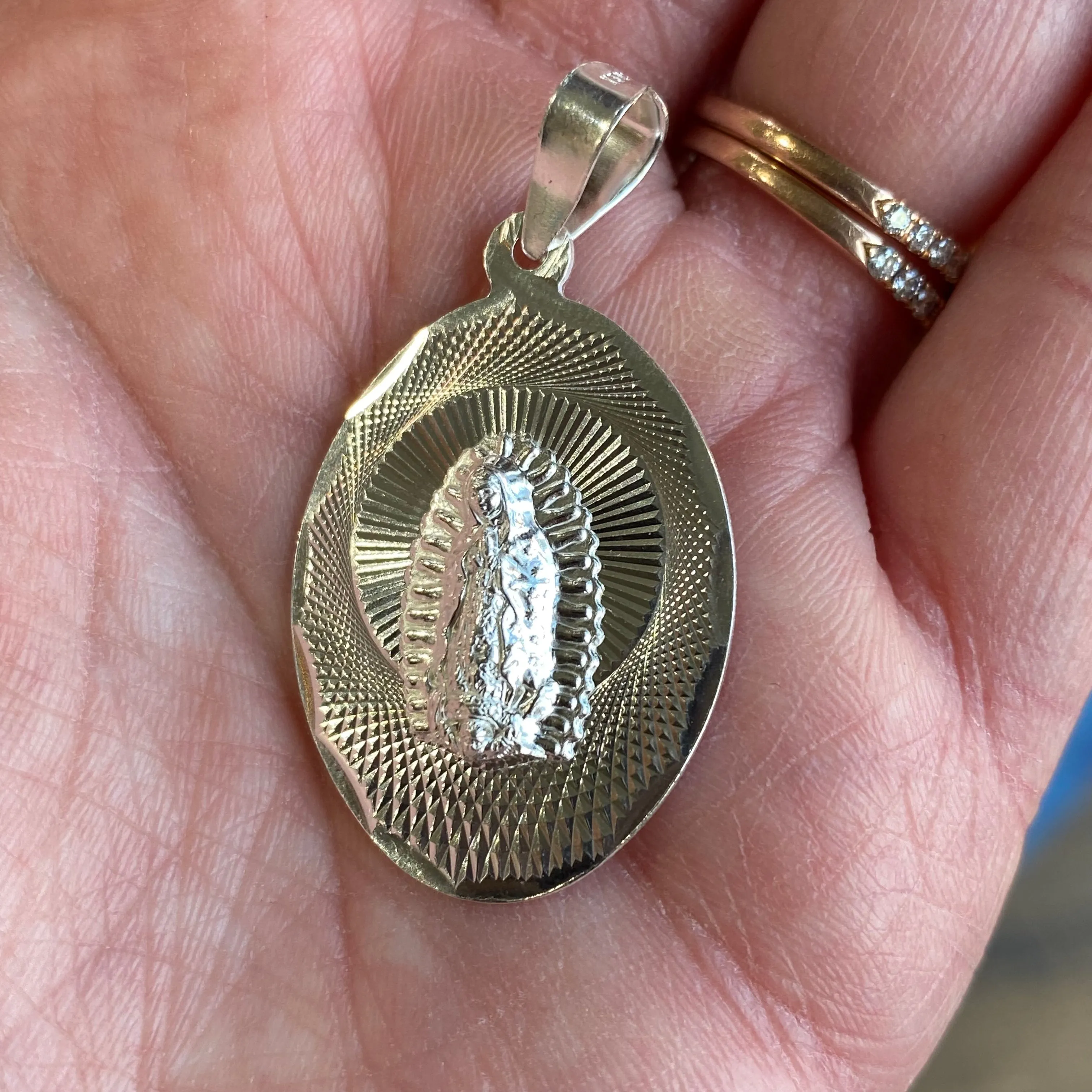 Sterling Silver OLG Textured Rays Pendent