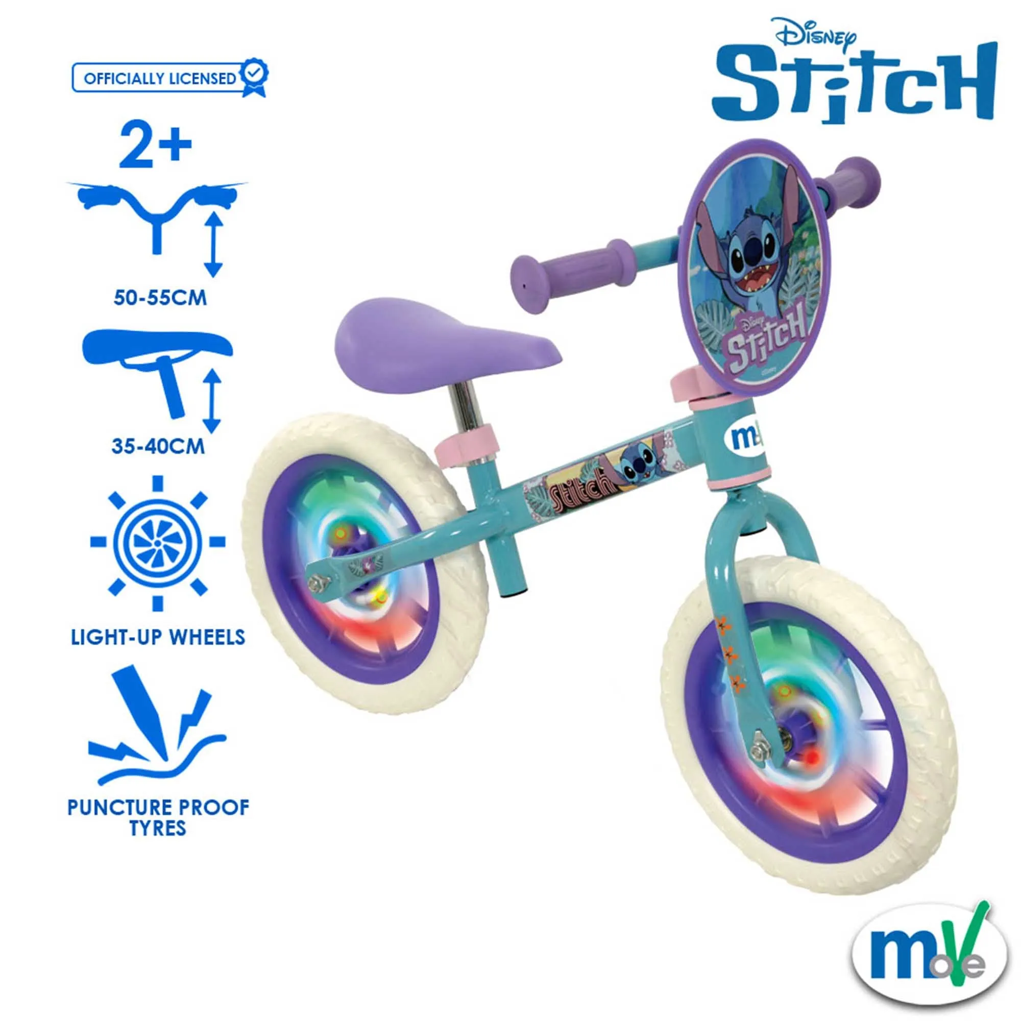 Stitch 12" Balance Bike with Light Up Wheels