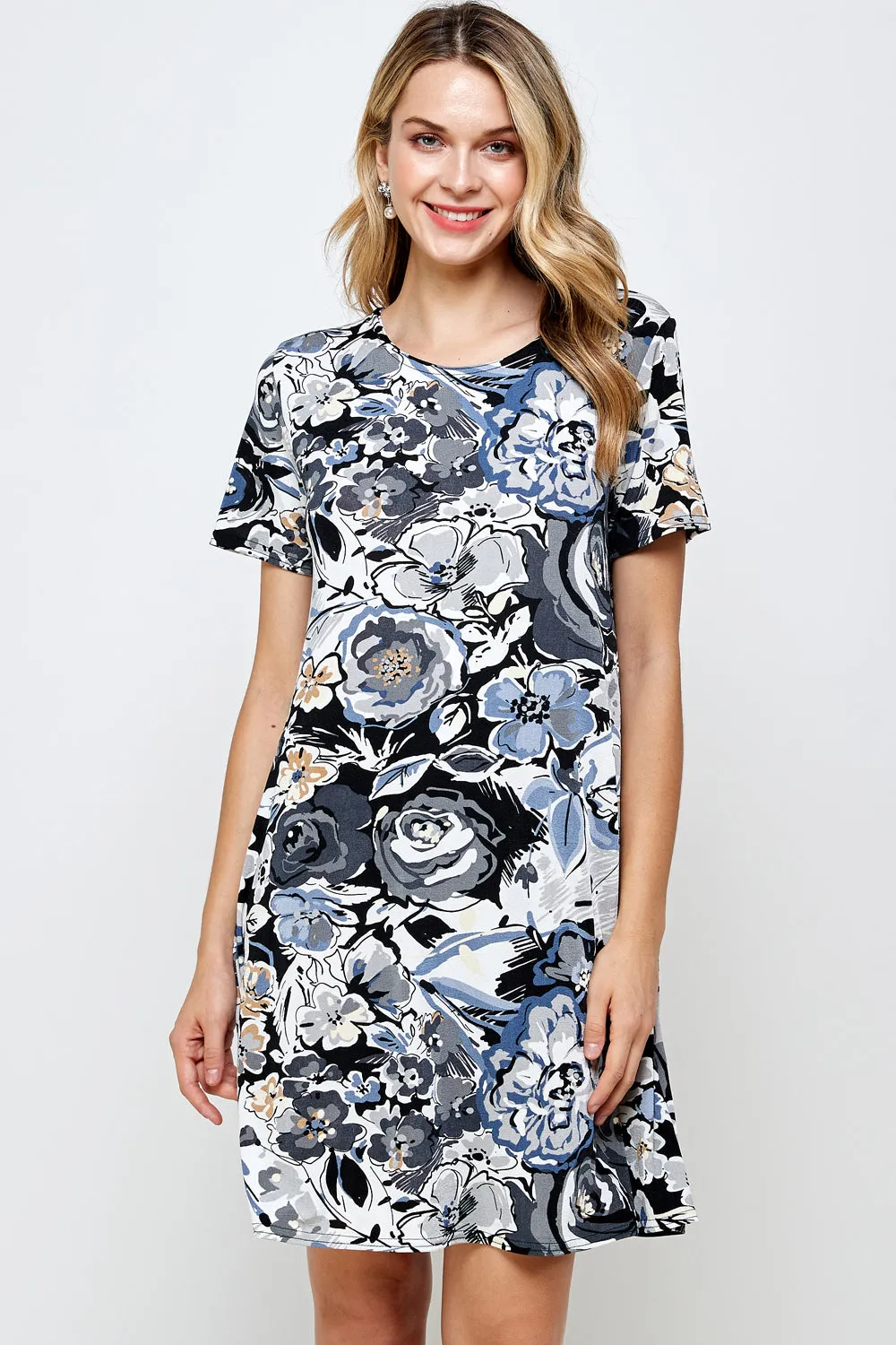 Stretchy Missy Dress Short Sleeve Print, 7004BN-SRP1-W293