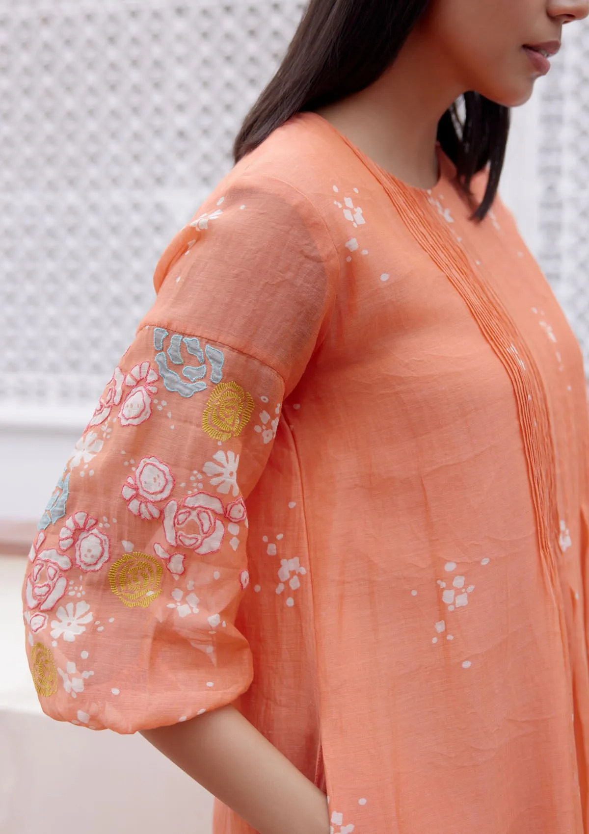 Tangerine Embroidered Dress