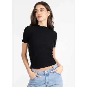 TEXTURED HIGH NECK T-SHIRT