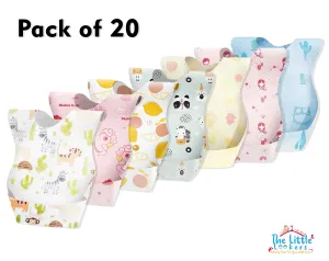 THE LITTLE LOOKERS Disposable/Use & Throw Baby Bibs/Apron for Feeding/Burp/Drool | Stick on Tape Closure| Travel & Eco-Friendly Baby Bibs for Newborns/Infants/Toddlers (Multi -Pack of 20)