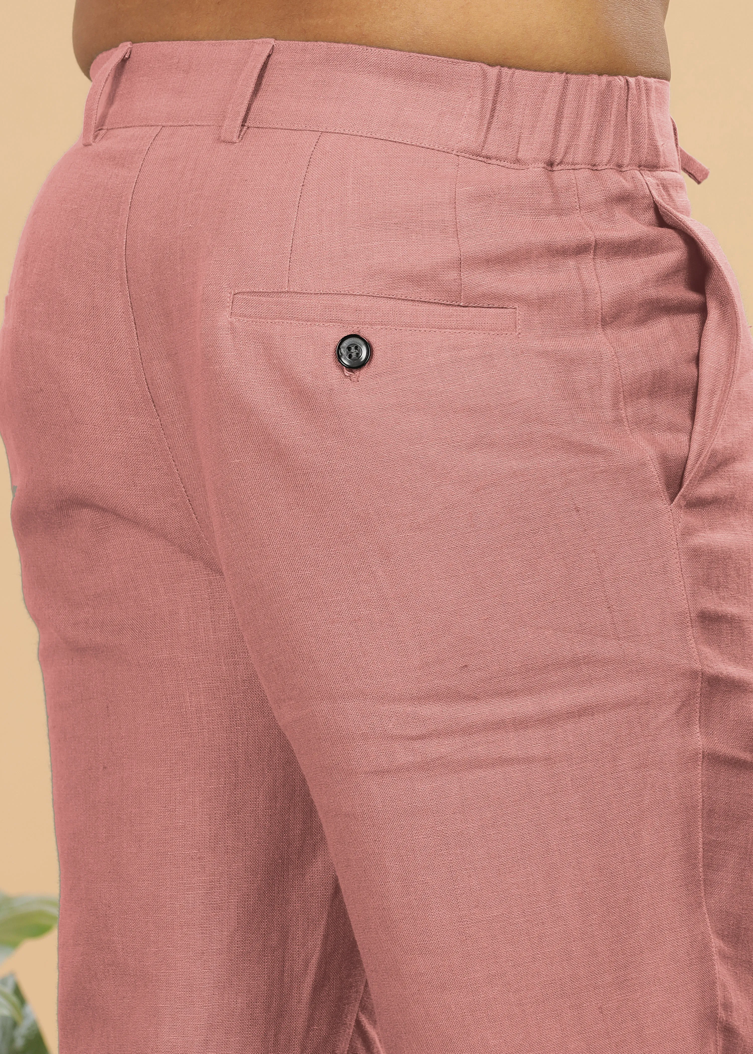 Theo - Linen Travel Pants - Rose Pink