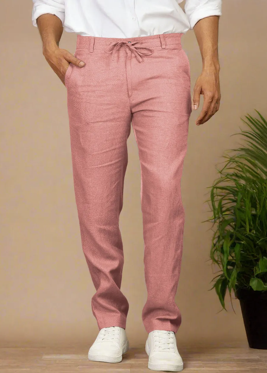 Theo - Linen Travel Pants - Rose Pink