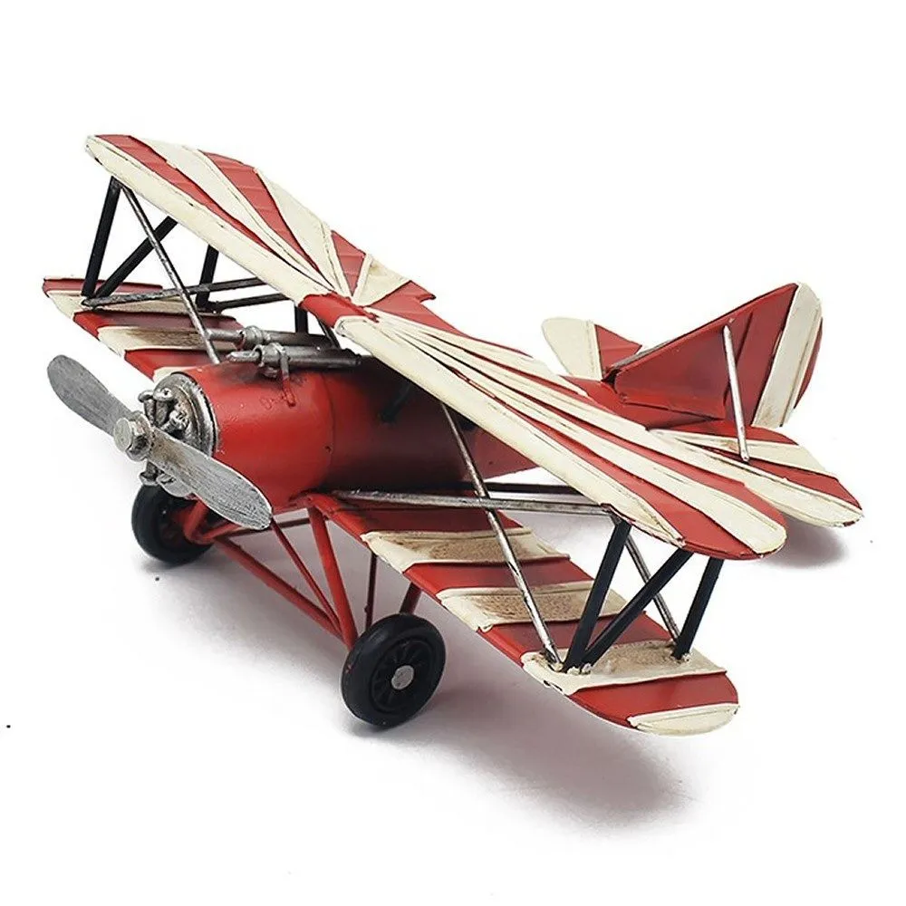 Tin Transport Red Bi Plane Ornament