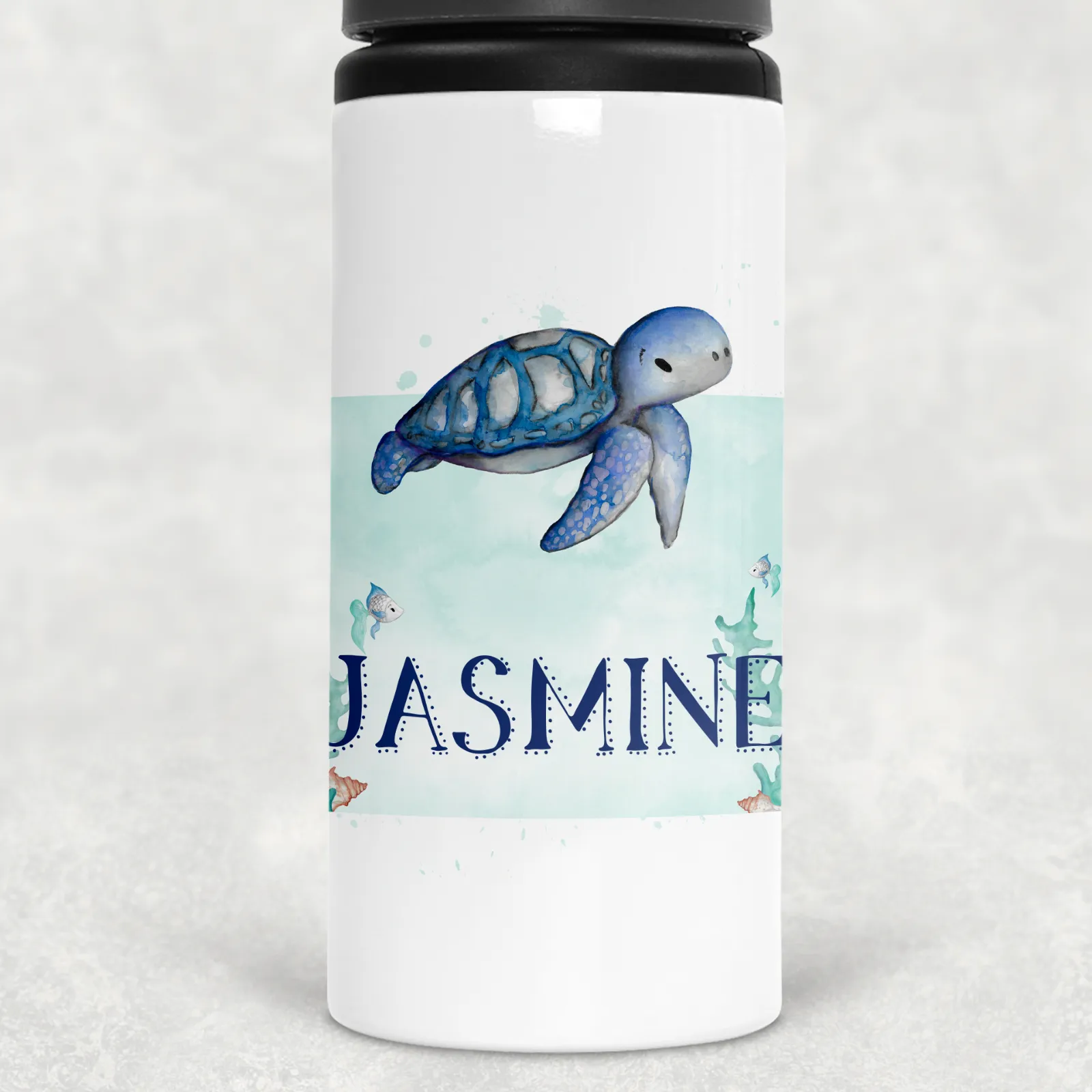 Turtle Personalised Aluminium Straw Water Bottle 650ml