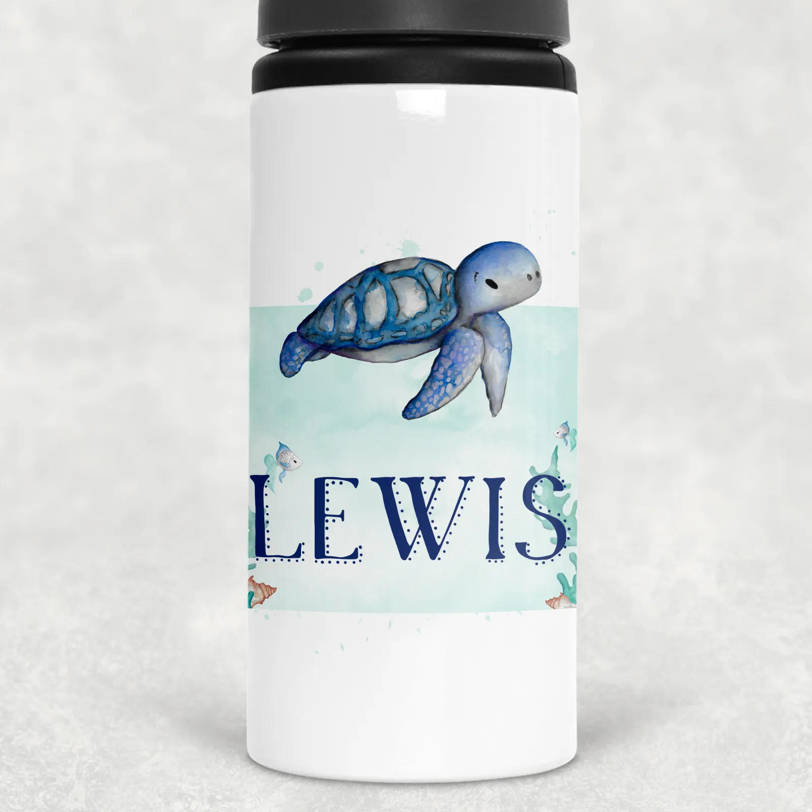 Turtle Personalised Aluminium Straw Water Bottle 650ml