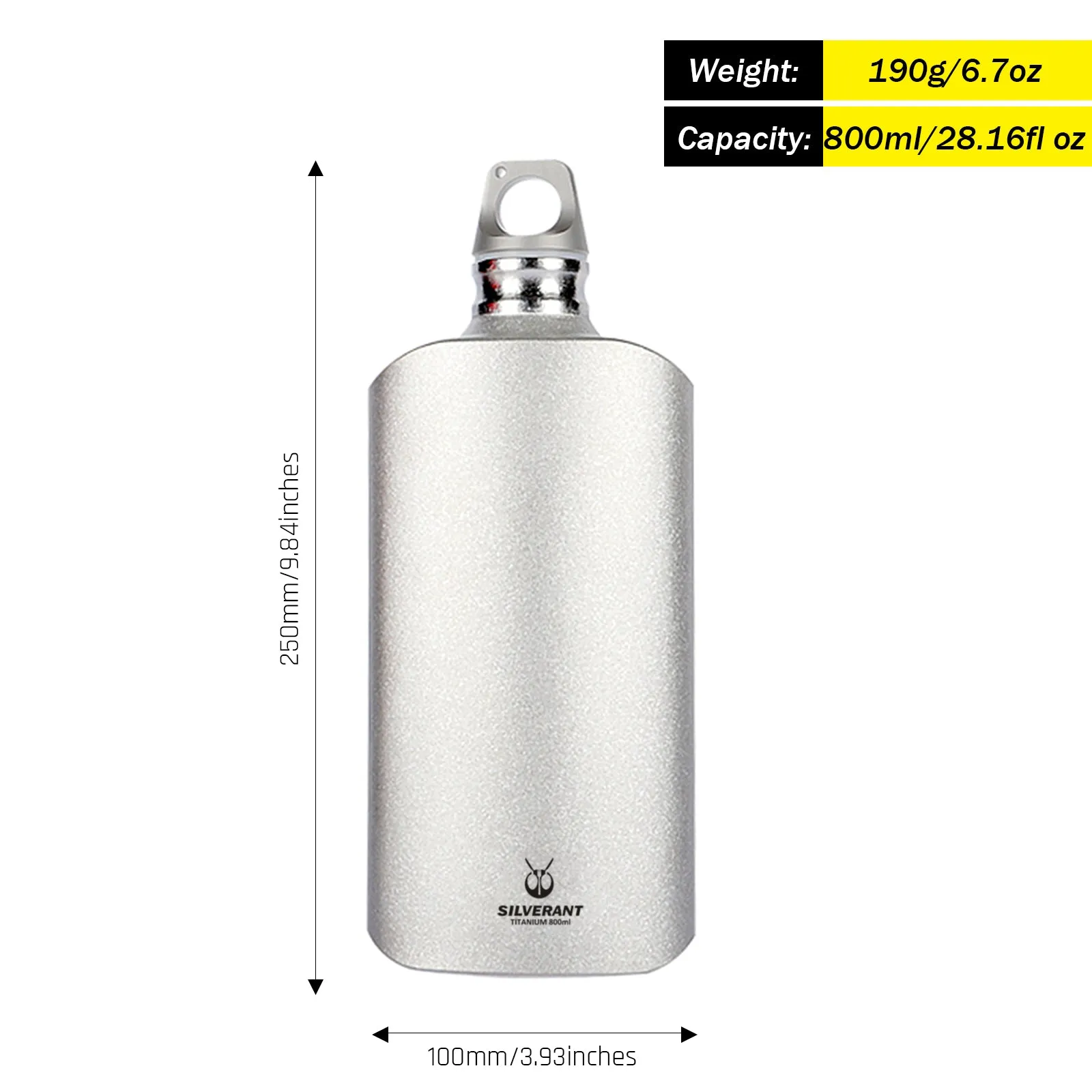 Ultralight Titanium Water Bottle 800ml/28.16 fl oz - Slim