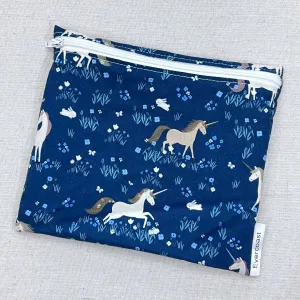 Unicorns on Blue Reusable Sandwich Bag