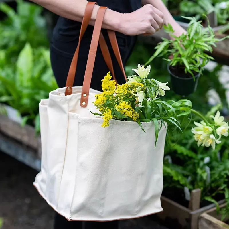 Utility Shopping Canvas Market Tote Bag With Multi compartments